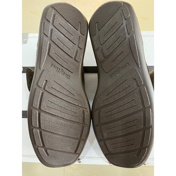 Cosyfeet Leather Loafers Mens 12.5 Brown Excellent Hook Loop Comfort Shoes